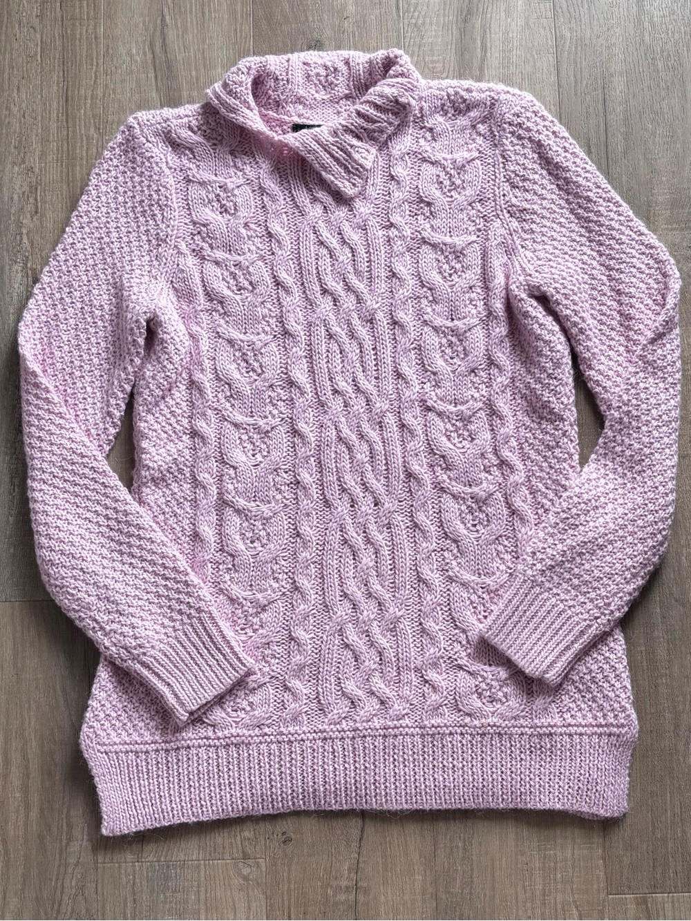Ralph Lauren Cable Knit Mock Neck Sweater in Pink - Picture 1 of 7